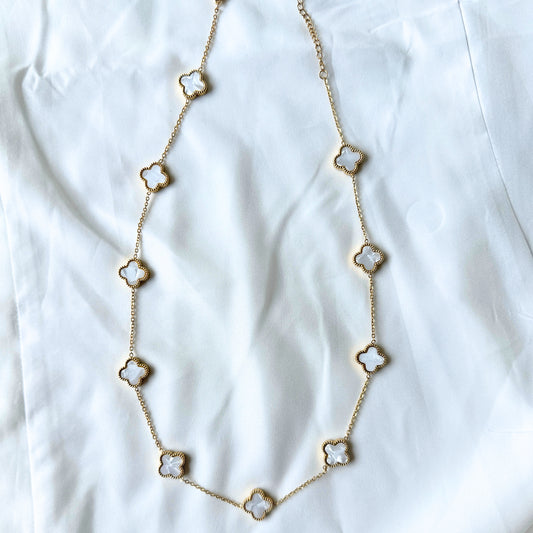 HALSBAND - 10 LEAF VIT & GULD